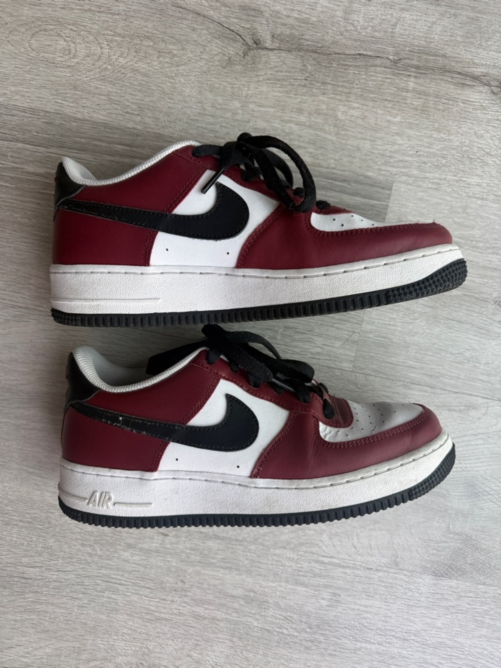 Nike Air Force 1 Low-Top Sneakers — Burgundy, White & Black